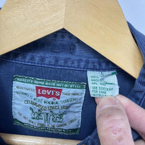Vintage 90s Levi's Snap Button Faded Long Sleeve Shirt Large - Picture 4 of 11